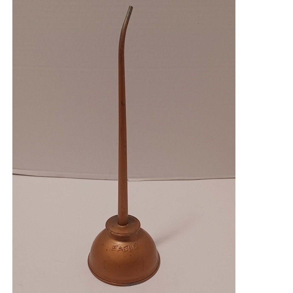 Vintage Eagle Copper Tone Thumb Pump Oiler Oil Can 10.5" T X 3.5" D Made in USA